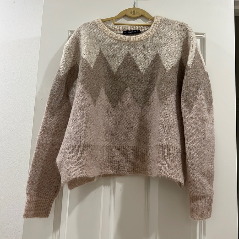 Zara Chevron Mohair Blend Sweater Size S